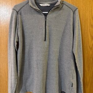 Woolrich Women’s 1/4 Zip Pullover 100% Cotton Long Sleeve Gray Waffle Size Large